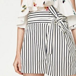 Zara Trafaluc Paper Bag Striped Short NWT